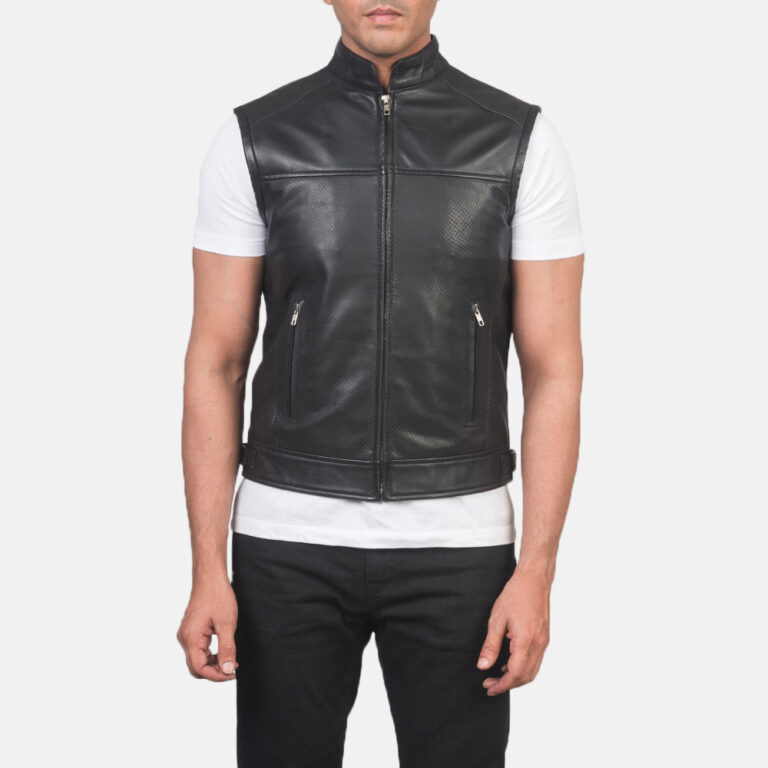 Mens Roland Black Leather Biker Vest_3735-5-1618225325443